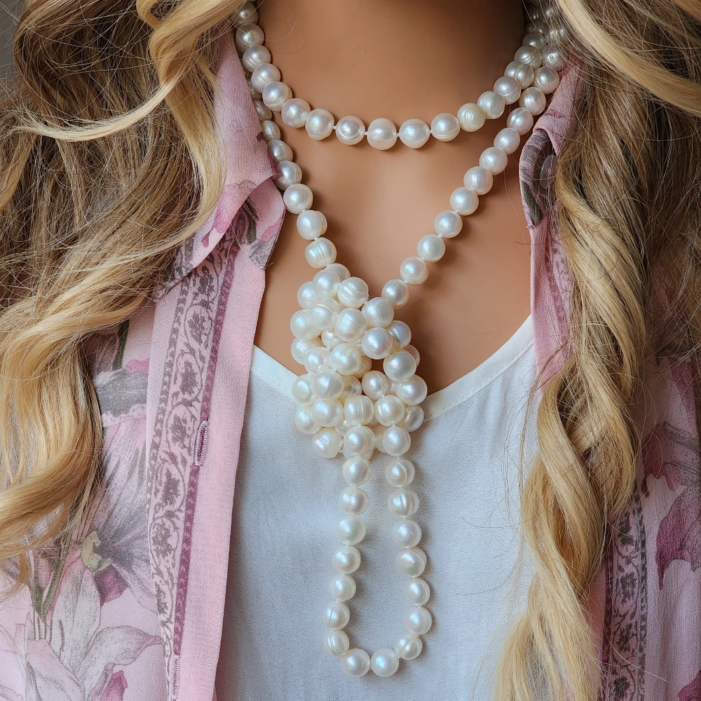 Natural Freshwater Pearls Long Necklace Large Genuine Pearl Neiman Marcus